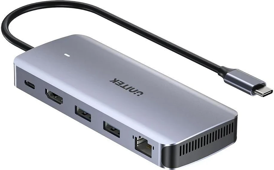 USB-C hub UNITEK Active, 10 Gbit/s, M.2, HDMI, Power Delivery 100 W, siv