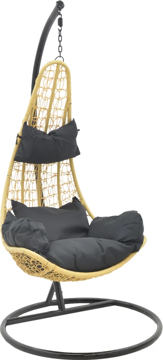 Viseči vrtni stol Soleil, naravna barva in črna kovina, 103x83x200 cm