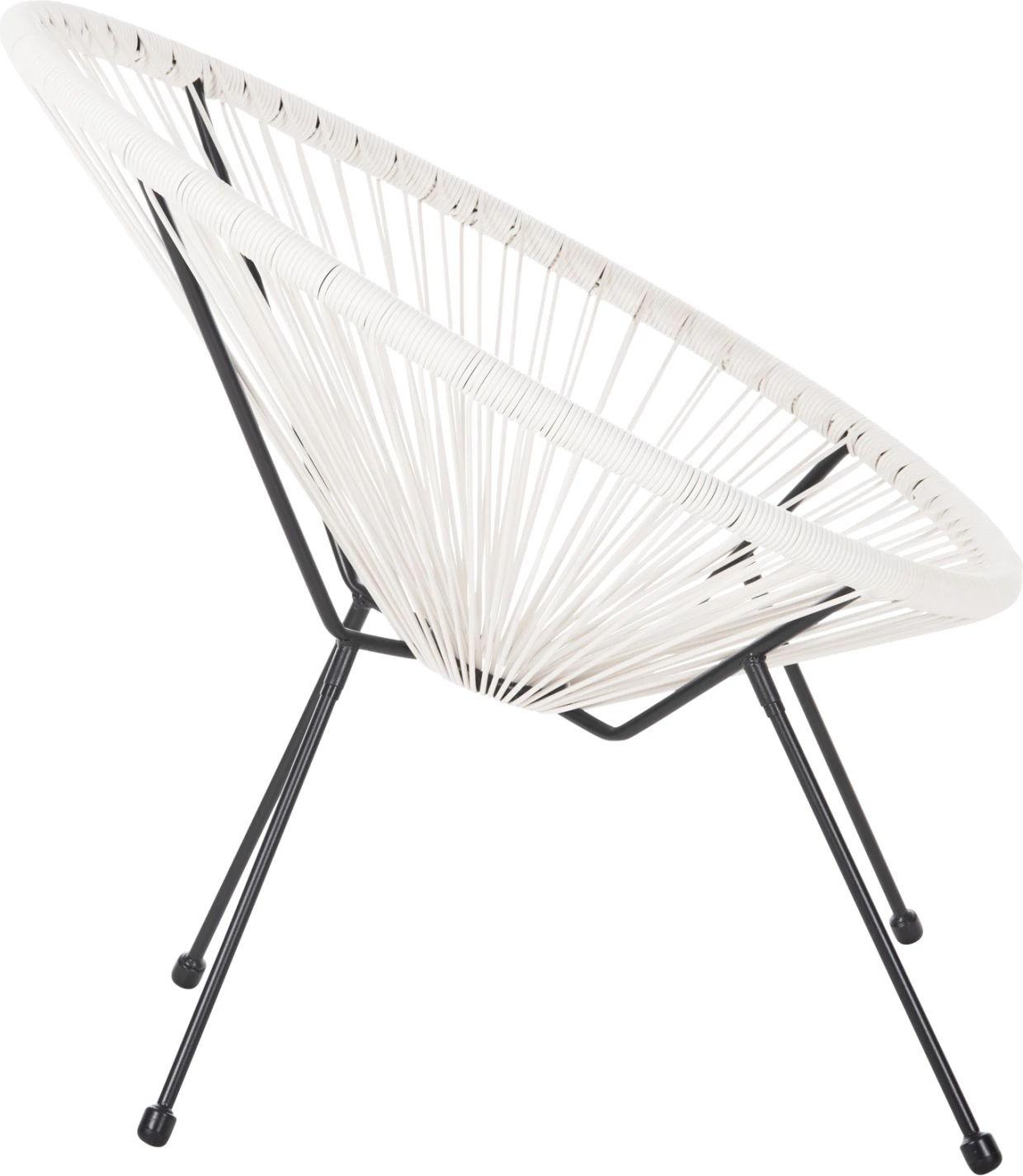 Gugalni stol za zunanjo uporabo tipa gnezdo ACAPULCO FH5872.12 črna kovina-sintetični ratan v beli barvi 71x72x80Hcm.