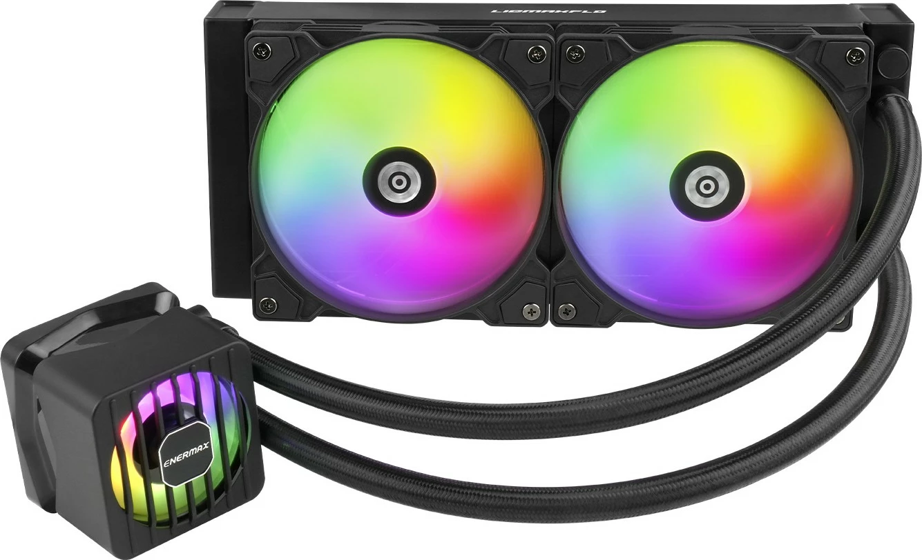 Foteljni vodni hladilnik 240 mm z RGB, Enermax LIQMAXFLO ELC-LMF240-ARGB, črn