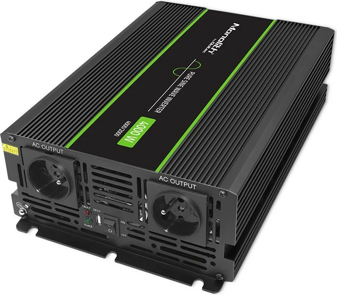 Pretvornik napetosti 2000W/4000W, 24V v 230V, grafit Qoltec Monolith 51939