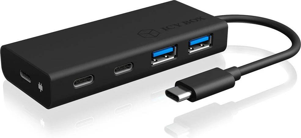 USB hub, 4 vrata, USB 3.2 Gen 1, 60 W, črn — ICY BOX IB-HUB1426-CPD