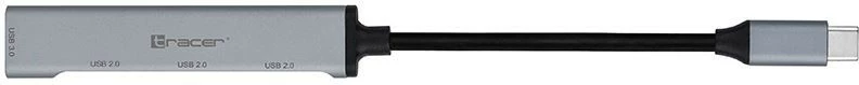 USB razdelilec Tracer H40, 4 vhodi, USB-C, srebrn