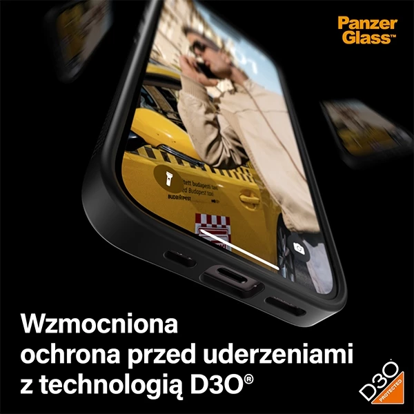 Ovitek za telefon PanzerGlass ClearCase za iPhone 15, prozoren in črn