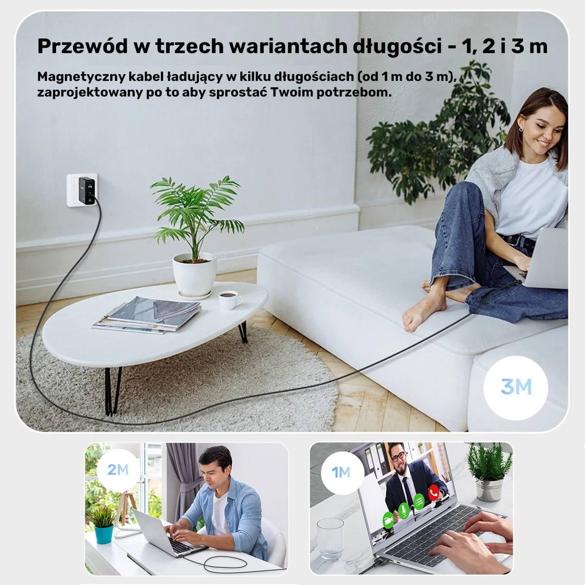 Kabel USB-C v MagSafe 3, 1 m, črn — Unitek