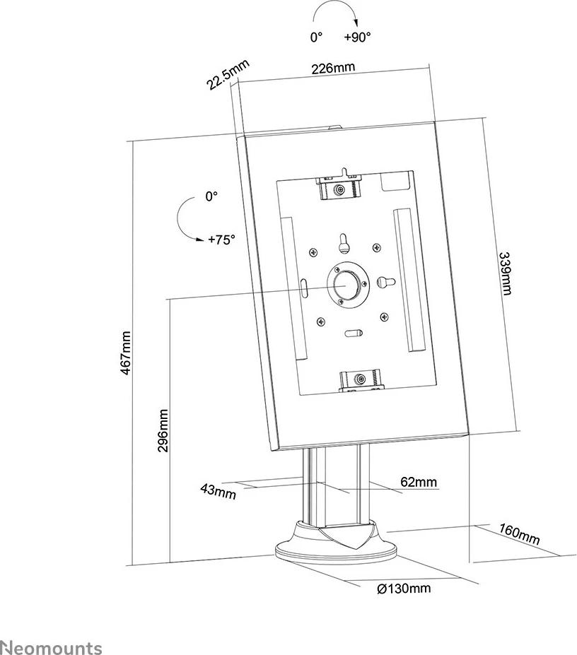 Namizni nosilec za tablični računalnik 9,7–11 in, Newstar DS15-640WH1, bel