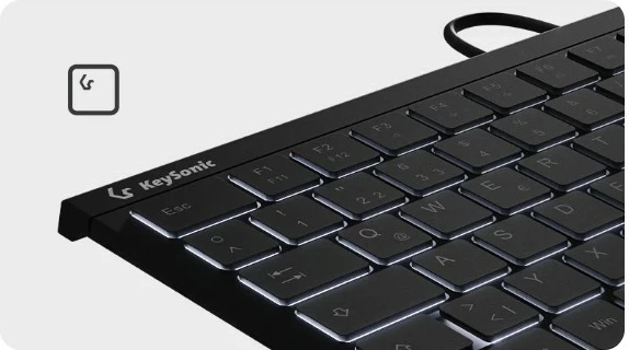 Kompaktna osvetljena tipkovnica KeySonic KSK-5011ELC, QWERTZ, LED, USB, črna