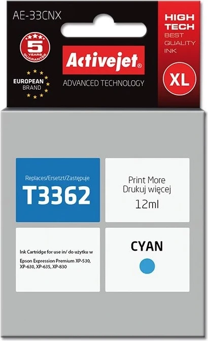 Zamenjalna barva Activejet AE-33CNX za tiskalnik Epson, 12 ml, modra