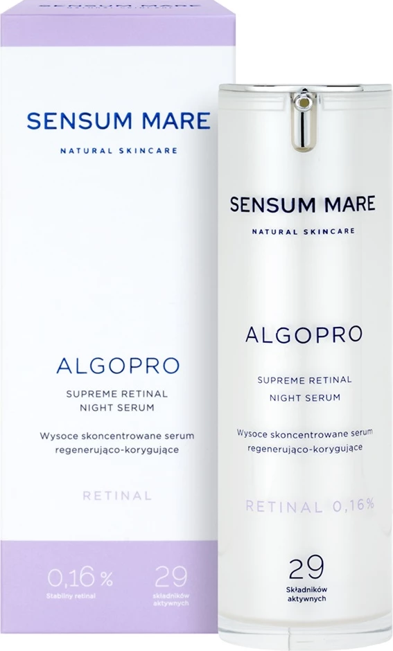 Regeneracijski in korektivni serum za obraz za ženske, 0,16% retinal, Sensum Mare Algopro, 30 ml