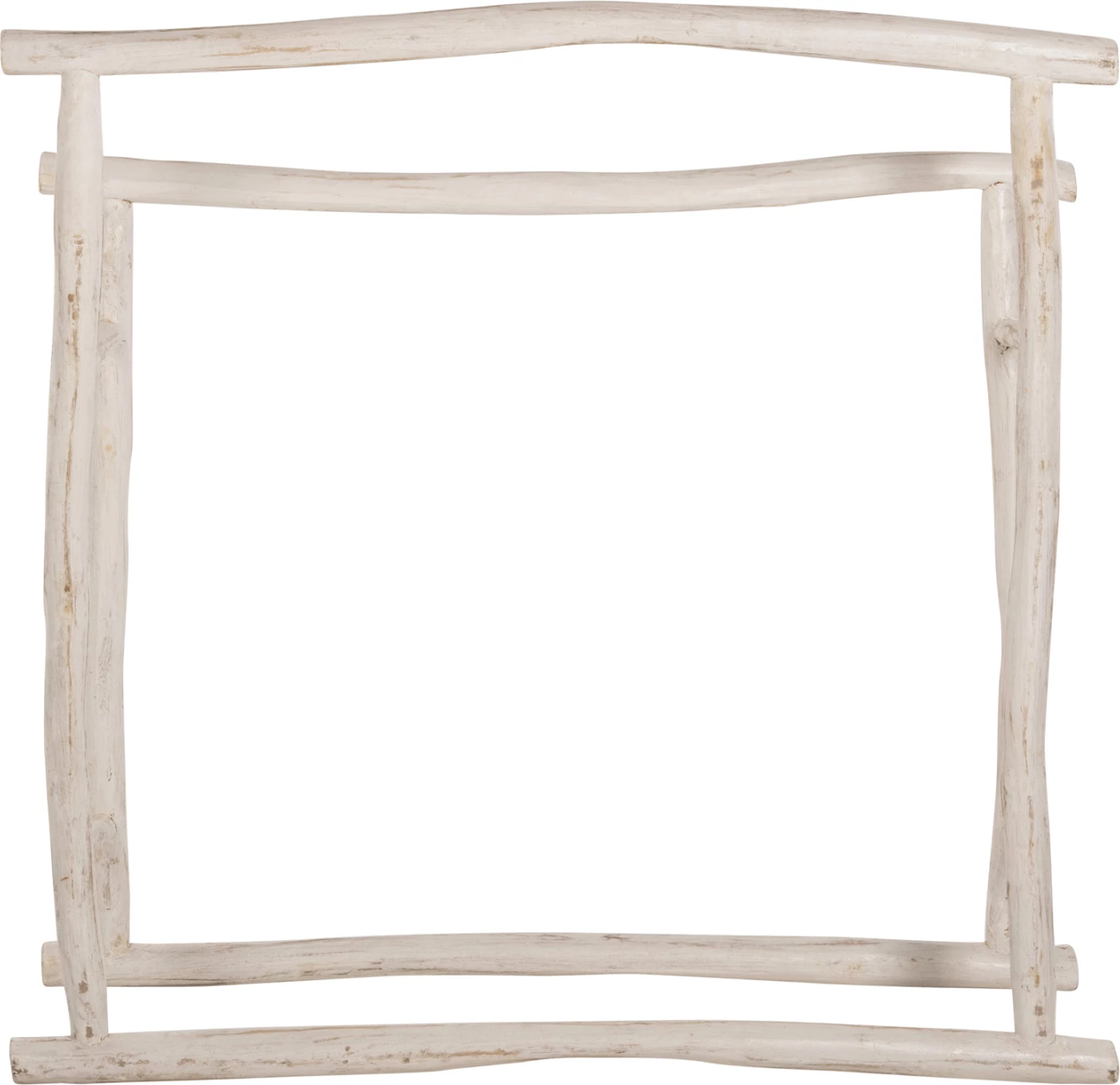 Obešalnik za brisače iz vej TEAK v beli patini 90x28x77-91Hcm