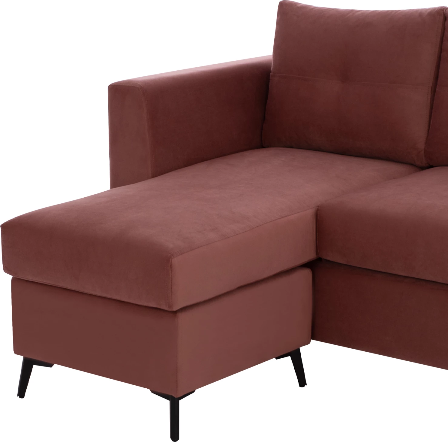 Kotna sedežna garnitura ΡONZA, prašno roza, visoke noge, 2 kosa, reverzibilna, tkanina, odporna na madeže in vodo