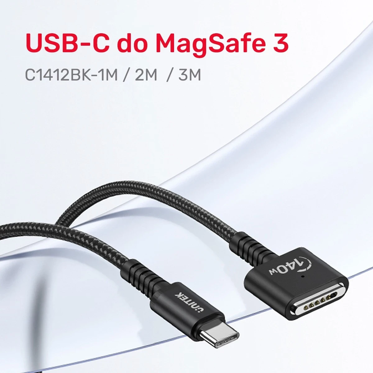 Kabel USB-C za MagSafe 3, 2 m, črn — Unitek