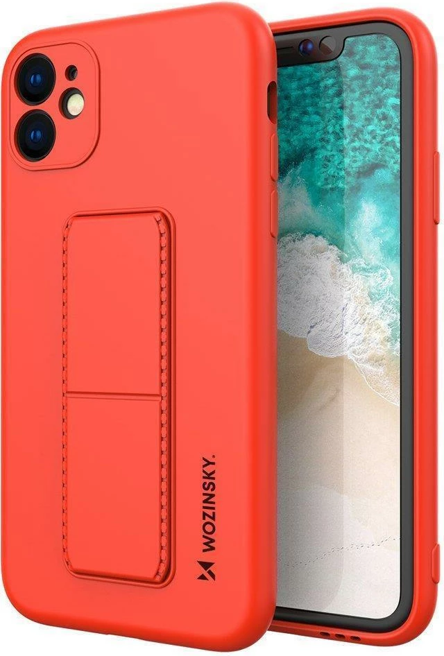 Ovitek z nogico Wozinsky za Xiaomi Redmi 10X 4G / Redmi Note 9, silikon, rdeč