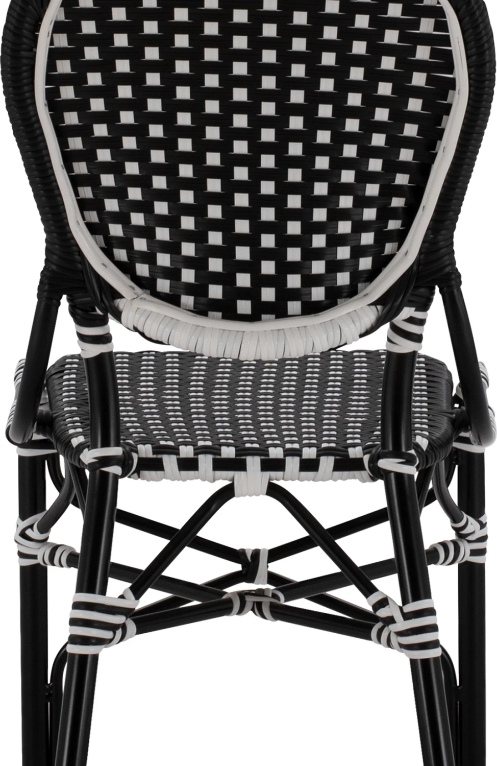 Aluminijasti stol bambus videza s pletenjem črno belo FH5792.02 46x60x96 cm