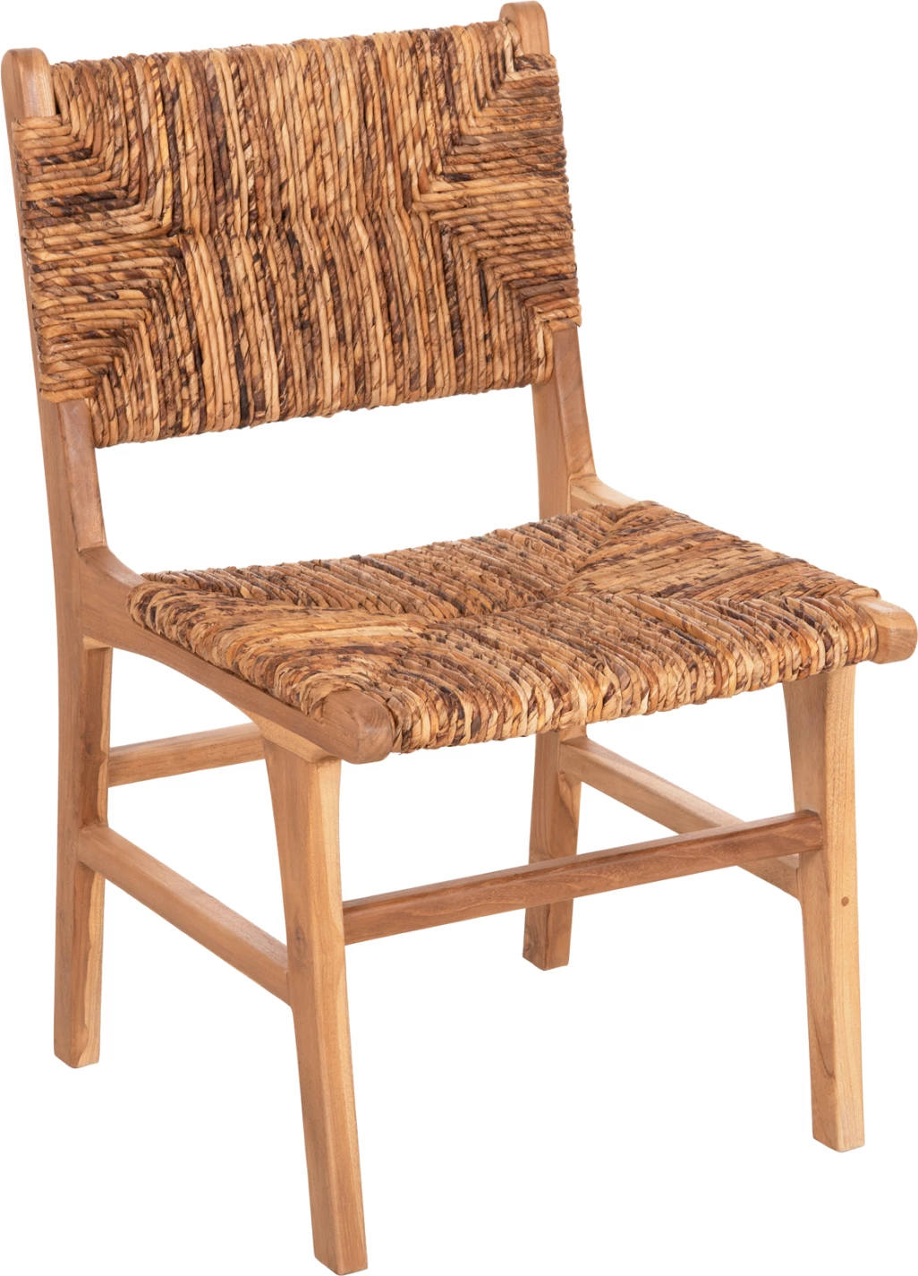 Stol FH9399.11 iz tikovine s slamnato oblazinjenjem na naslonjalu in sedežu naravne barve 51x60,5x88H cm
