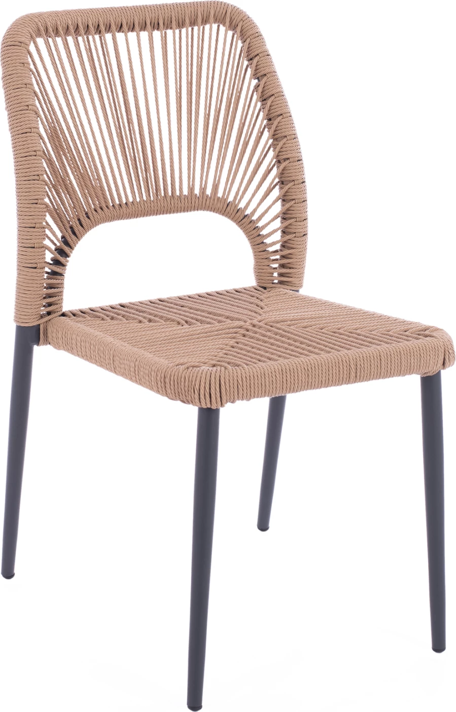 Siva aluminijasta stol z bež PE vrvjo FH5770.02 45x63x82Y cm