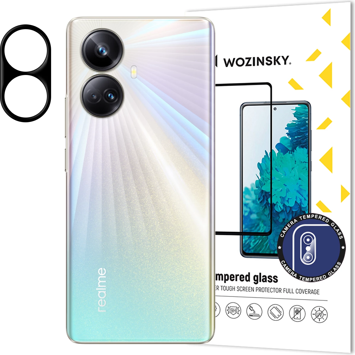 Kaljeno steklo za zadnjo kamero, Wozinsky Full Camera Glass, za Realme 10 Pro+, črno