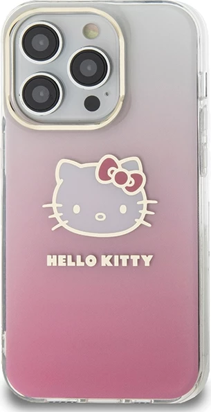 Ovitek za telefon z rožnim gradientnim učinkom Hello Kitty IML Electrop Kitty Head za iPhone 15 Pro