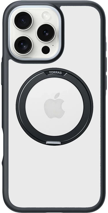 Ovitek za telefon Torras Ostand R Fusion za iPhone 16 Pro Max, črn