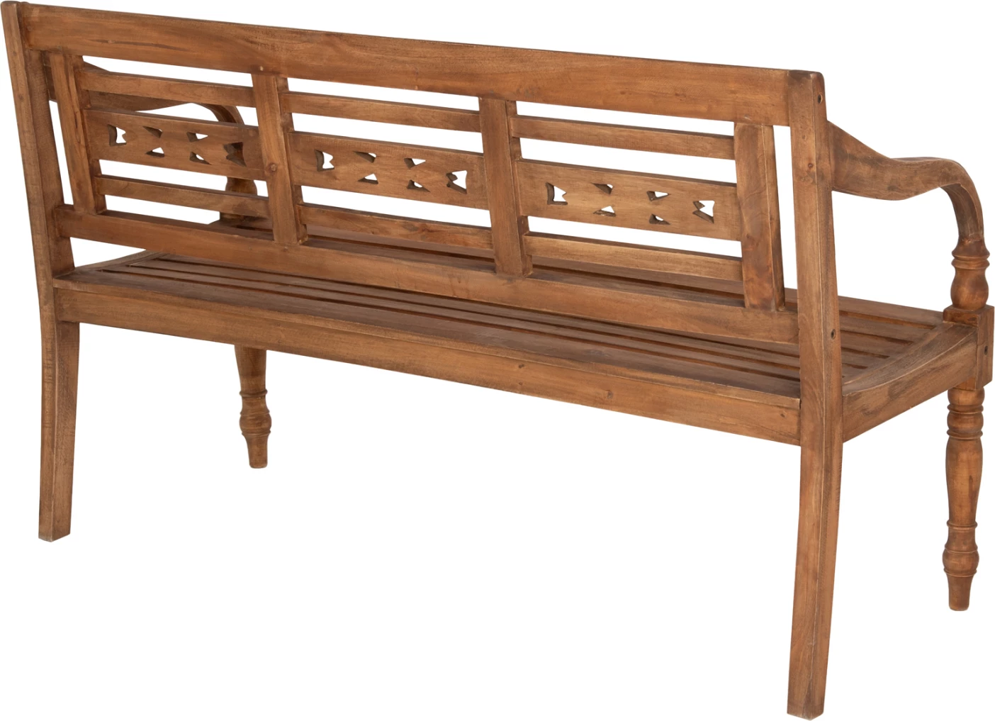 Zunanja klop FH7903 iz masivnega mahagonija v naravni barvi z naslonjalom in rokami 148x54x90Hcm