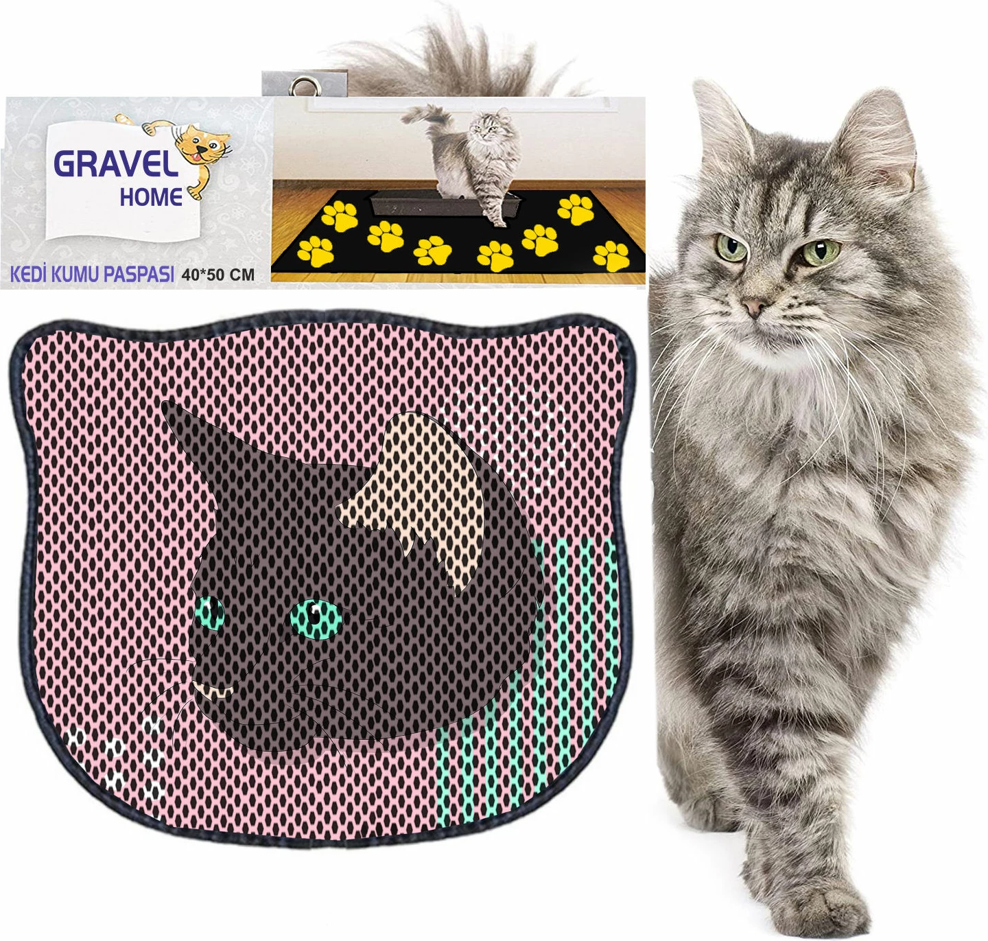 Preproga za mačji pesek, večbarvna, Kdkafa0195