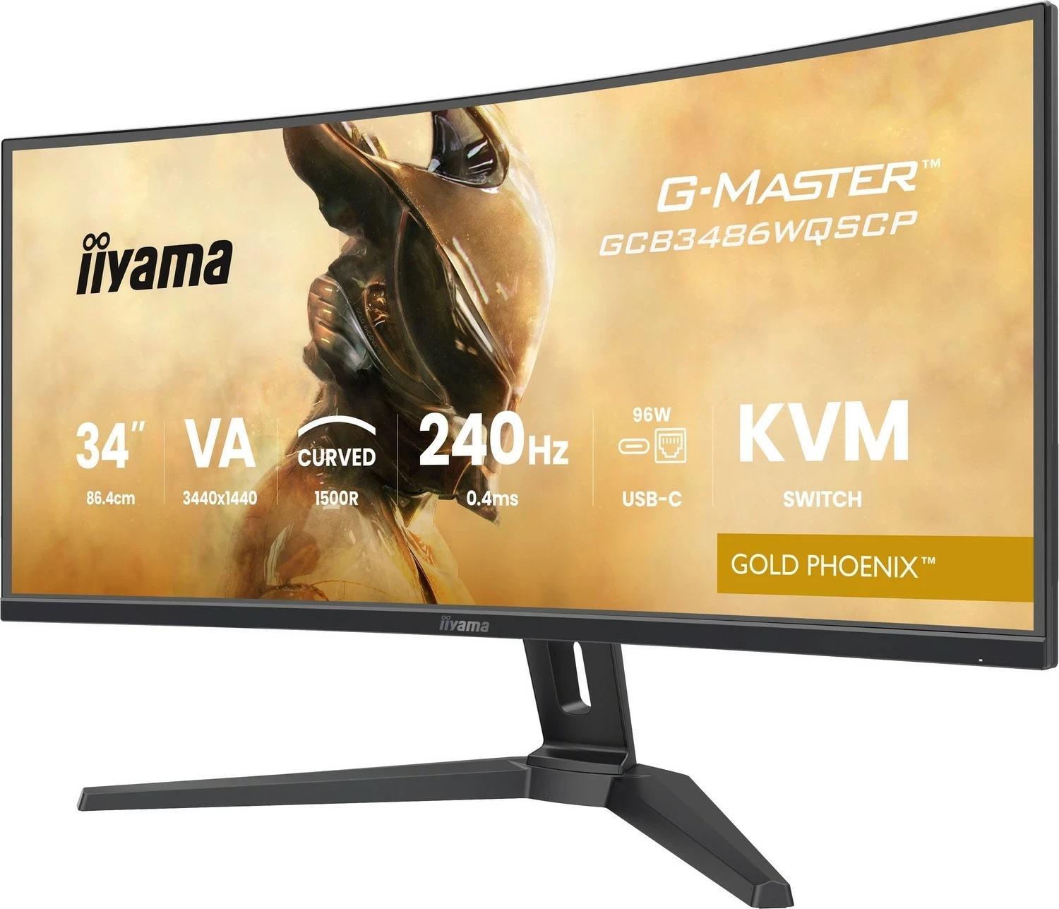 Ukristalnjen zaslon 34" UWQHD 240Hz ukrivljen, iiyama G-Master GCB3486WQSCP-B1, črn