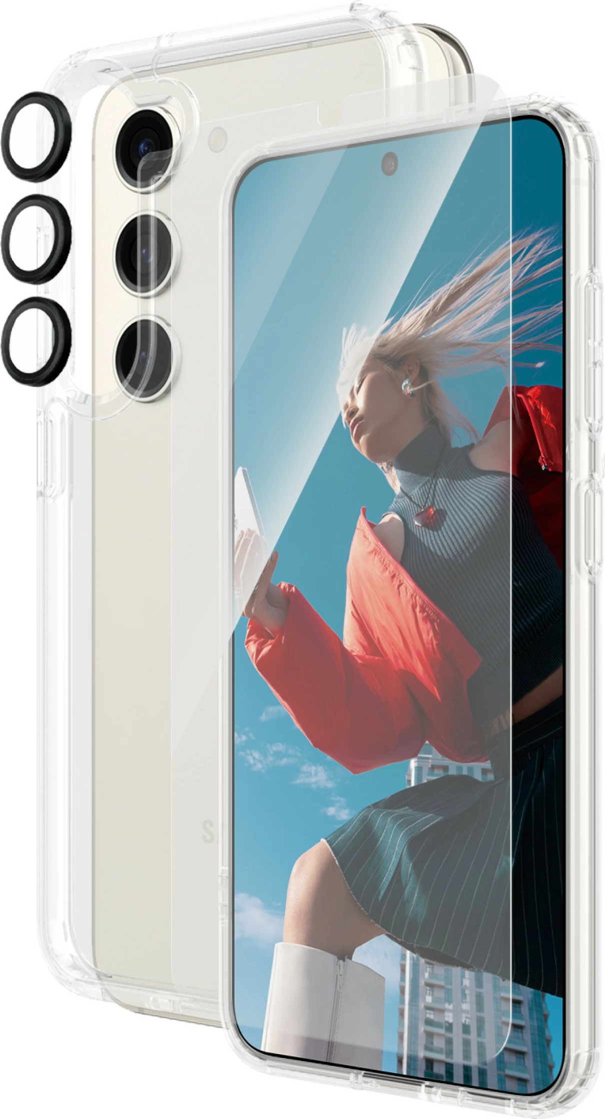 Transparenten 3-v-1 zaščitni komplet za Samsung Galaxy S24 PanzerGlass