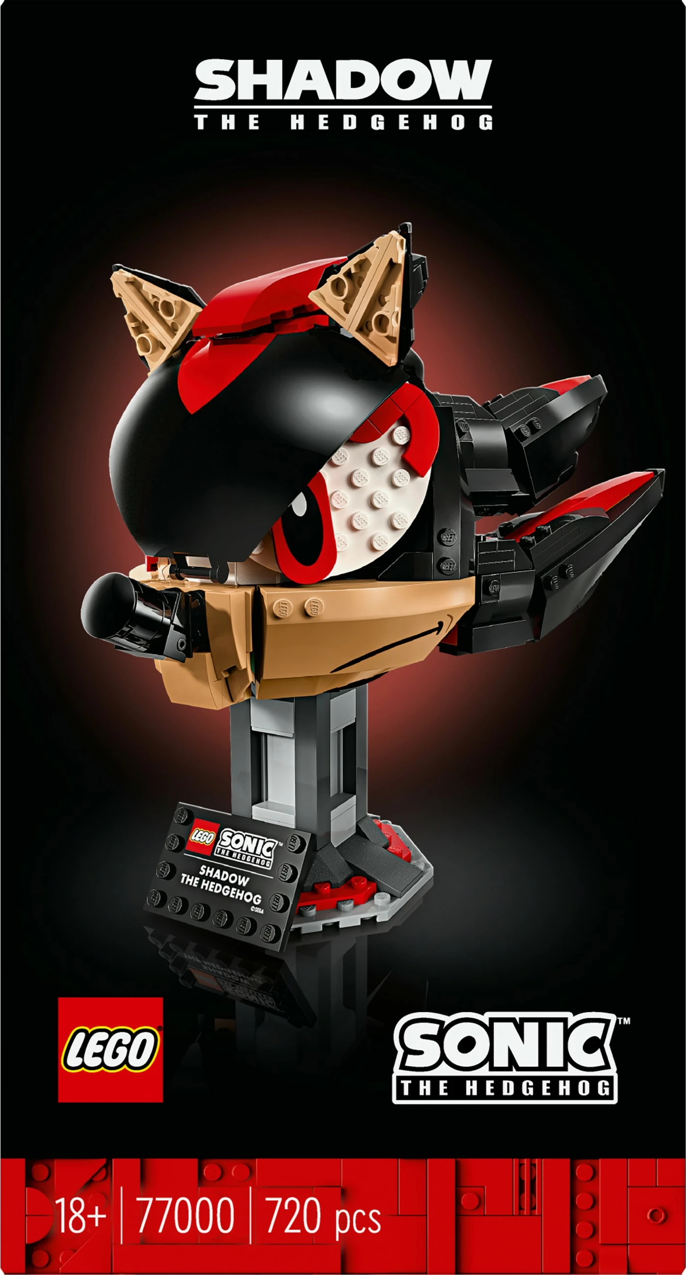 Set za gradnjo glave Shadow the Hedgehog, LEGO 77000, 720 kosov, večbarven