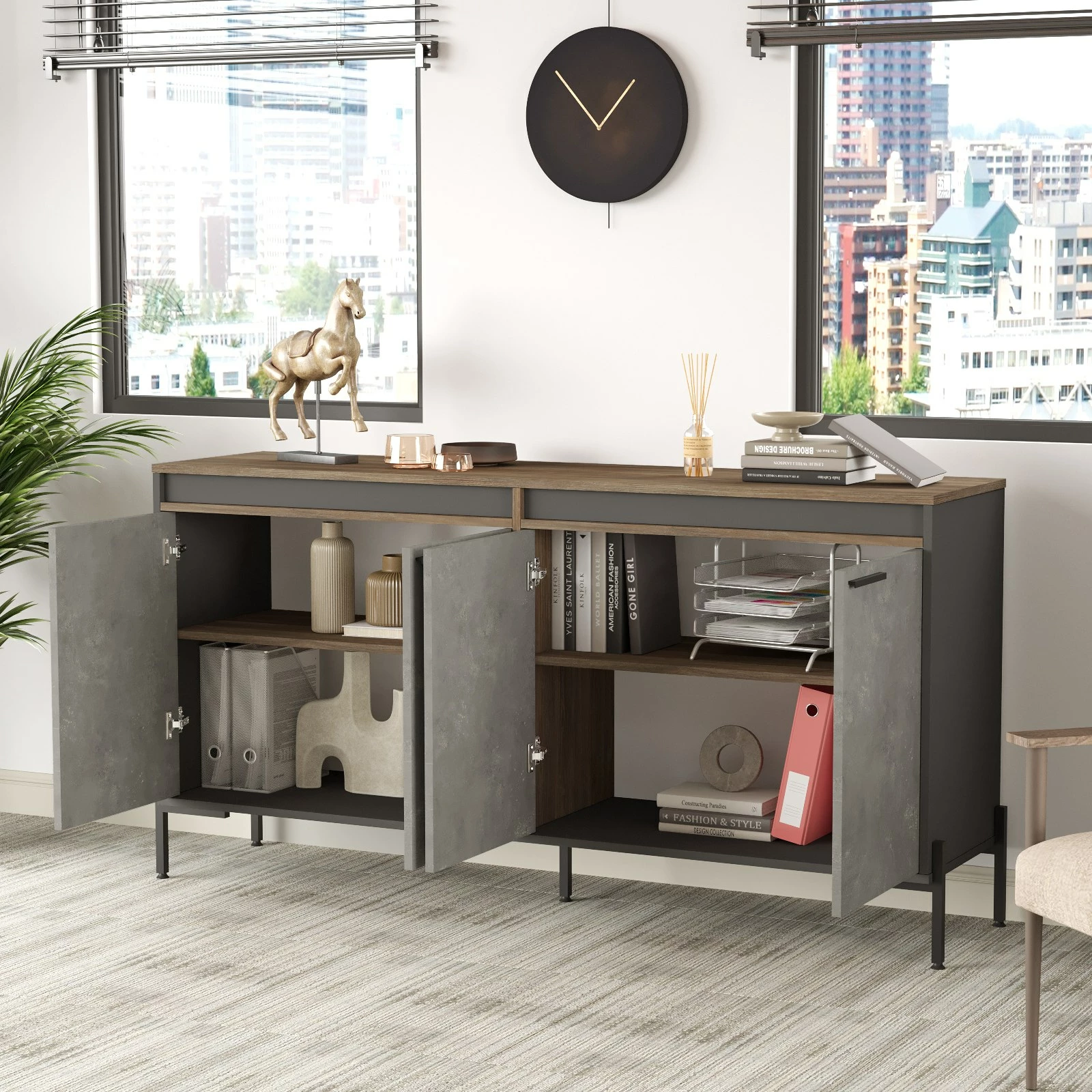 Set mladinske sobe Skye Decor VS9-CGA, srebrna in antracit