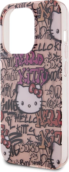 Ovitek za telefon IML Tags Graffiti, Hello Kitty, za iPhone 15 Pro Max, rožnat