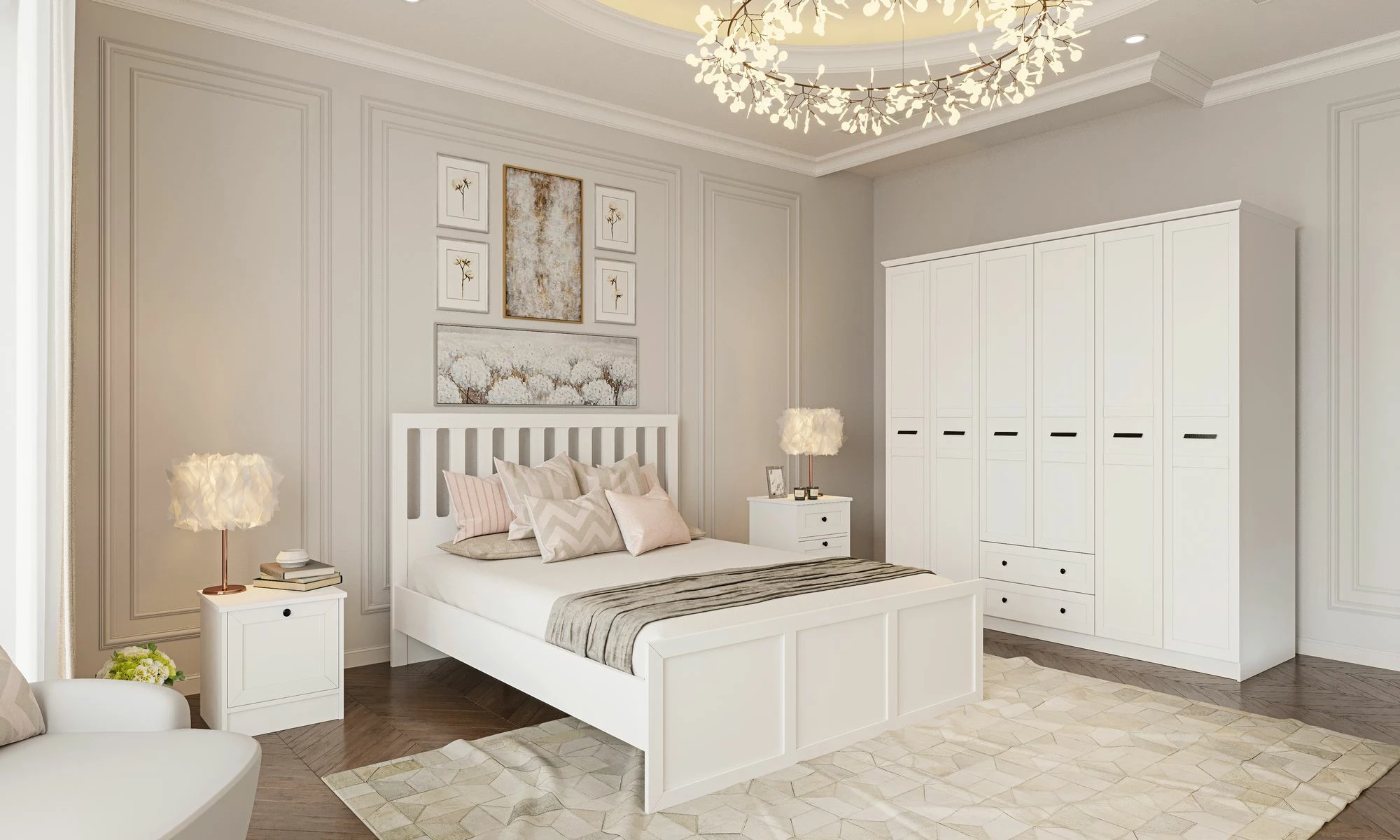 Set sobe za mladostnike, mat bela, Skye Decor, Rb-168-01-006-01