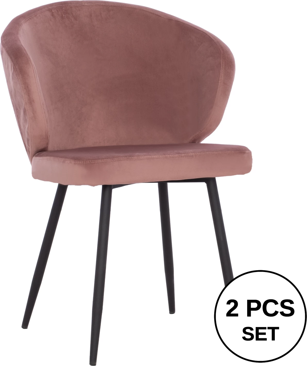 Stol JIYA iz žametnega blaga v barvi gnilega jabolka in s črnim kovinskim ogrodjem FH8728.02 60x60x85, set 2 kosov