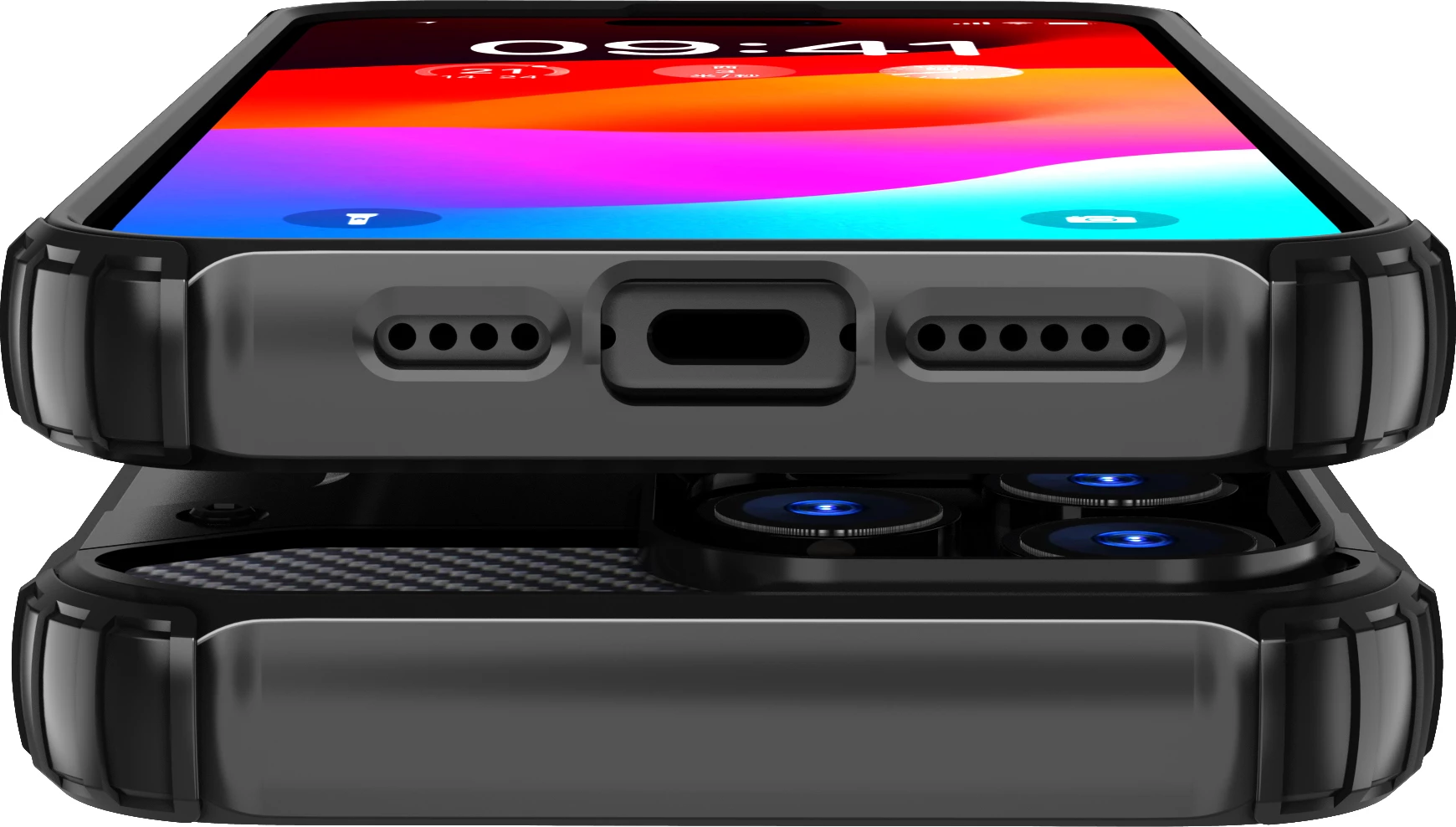 Hibridni ovitek za telefon Hurtel Hybrid Armor za iPhone 15 Pro, črn