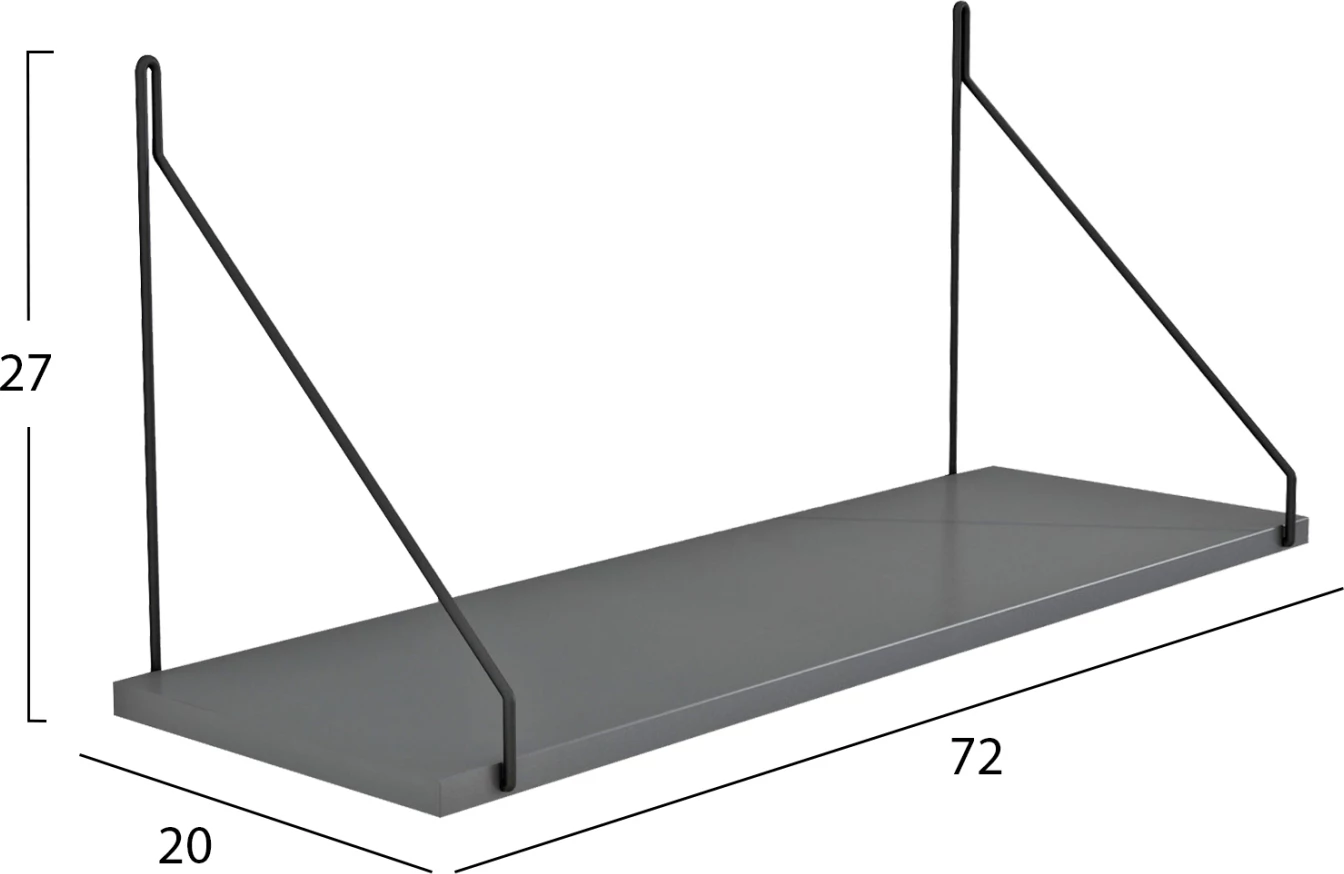 Stenska polica AGILAN FH9183.20 melamin v temno sivi barvi 72x20x27Hcm
