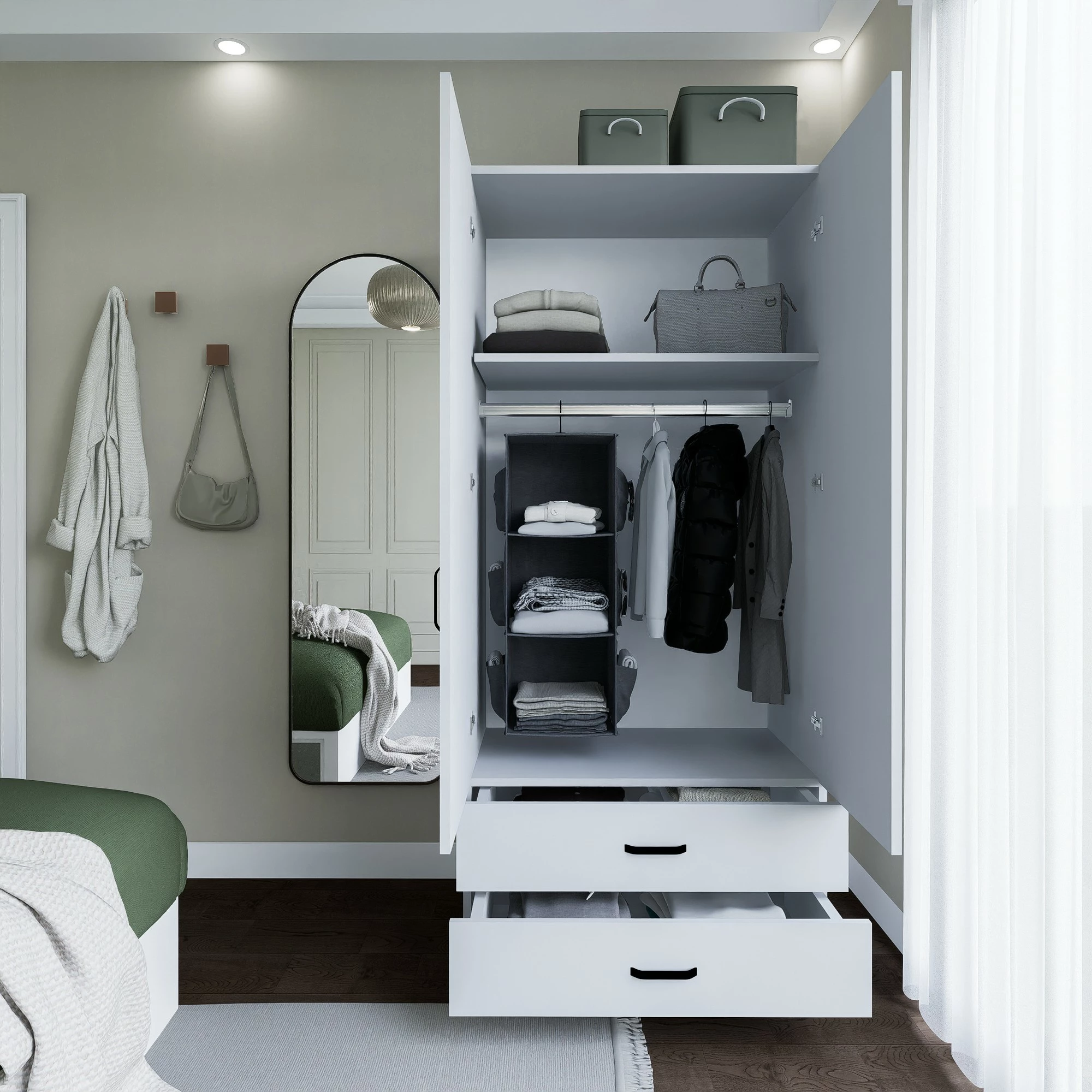 Dvoovršna omara Hanah Home Yaman 1600-042, mat bela