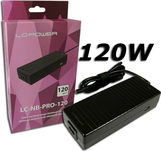 Adapter napajanja 120 W, LC-Power LC NB Pro 120, za prenosnik, črn