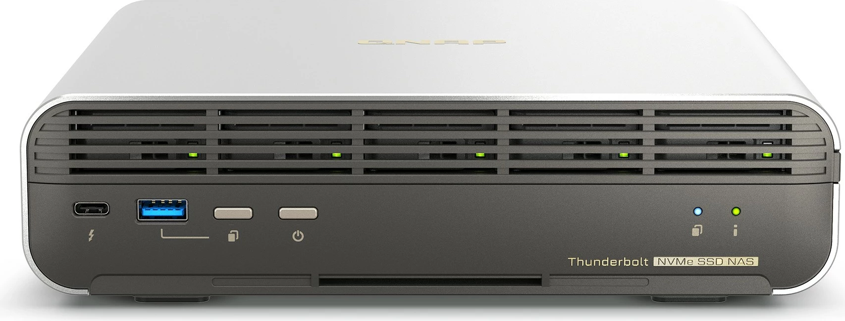 NAS all‑flash, 5 rež za SSD, QNAP TBS-h574TX-i3-12G, Intel Core i3-1320PE, 12 GB RAM, siv