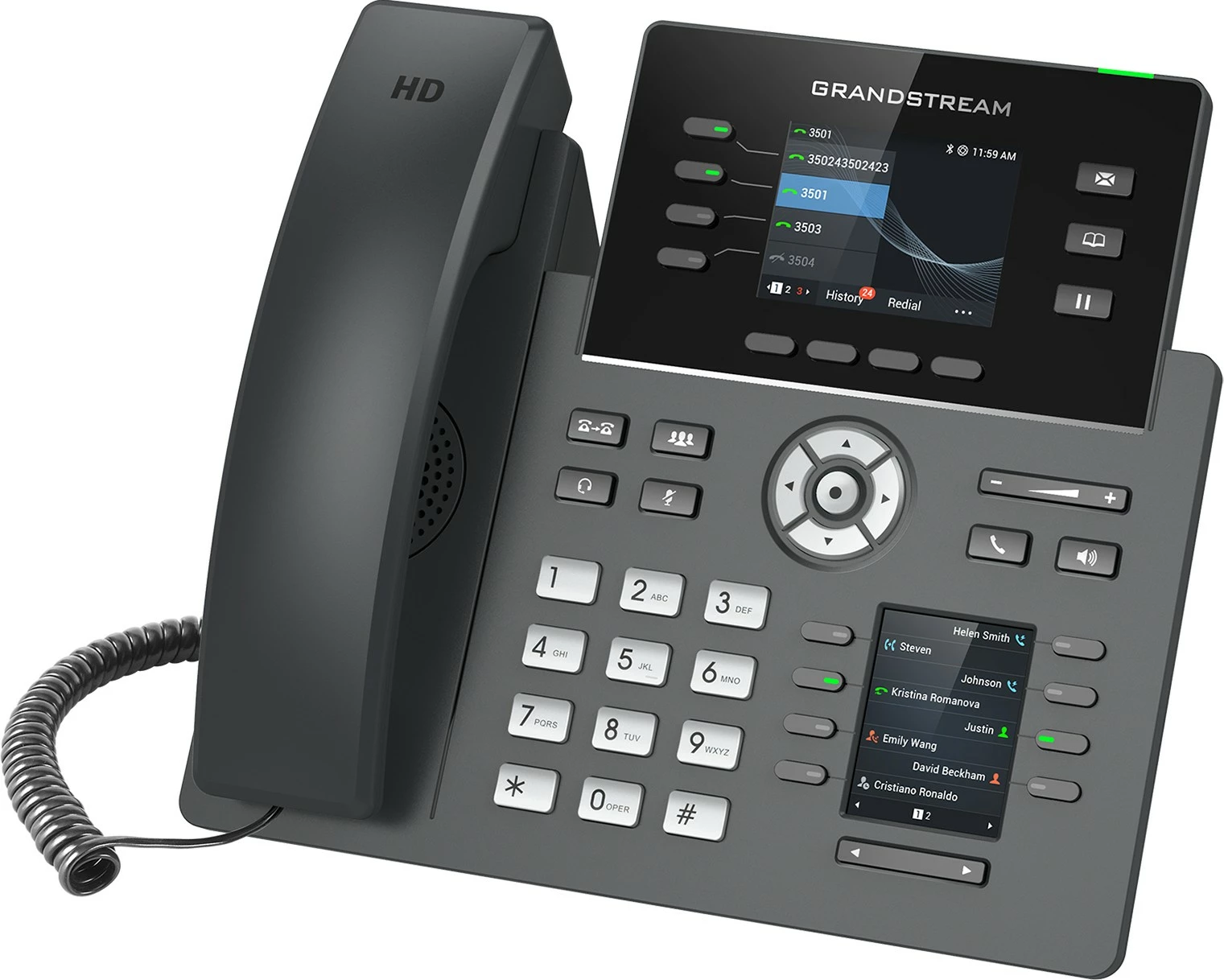 IP telefon Grandstream GRP2614, 4 linije, 2000 stikov, črn
