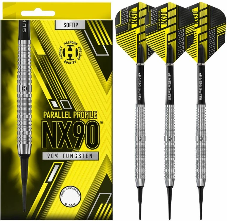 Darts puščice, Harrows NX-90, unisex, rumeno/sive