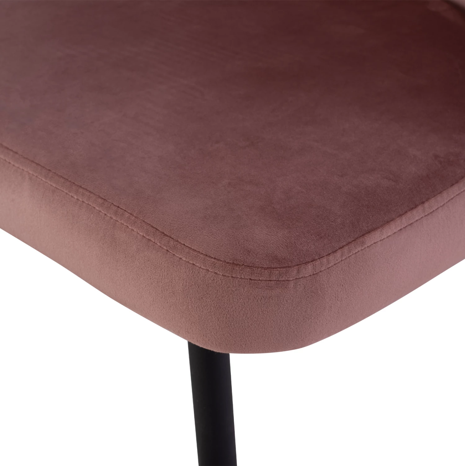 Stol JIYA iz žametnega blaga v barvi gnilega jabolka in s črnim kovinskim ogrodjem FH8728.02 60x60x85, set 2 kosov