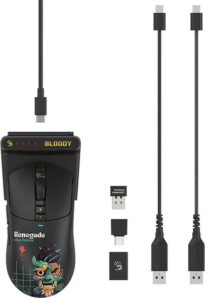 Brezžična miška A4-Tech Bloody R72 ULTRA DUO Renegade Midnight, RGB, črna