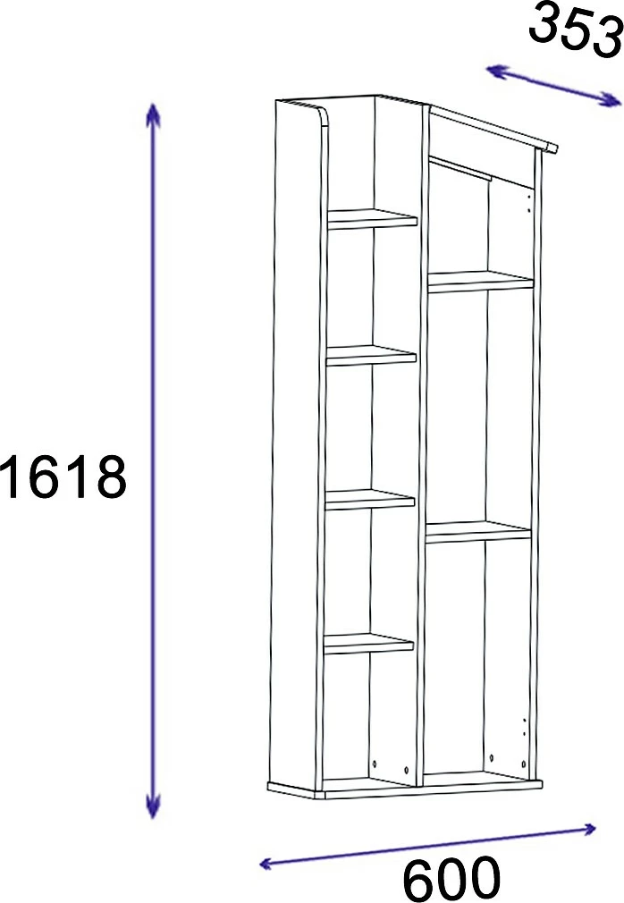 Polica za knjige Valerin, Hanah Home, barva Atlantic Pine in antracit, 60 x 161,8 x 35,3 cm