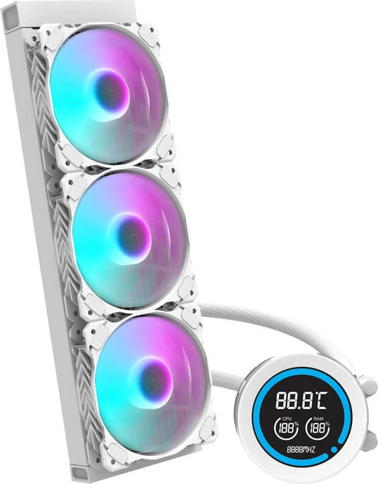 Vodna hladilna enota za računalnik, 360 mm, ARGB, z LCD zaslonom, Darkflash DN-D360, bela