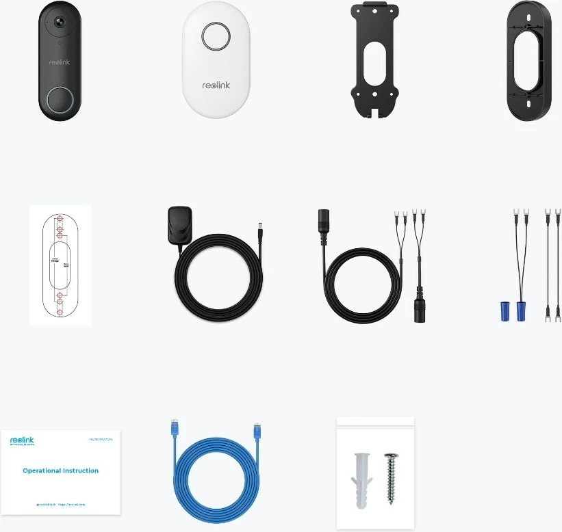 Video zvonec za vrata, Reolink D340W, 5 MP, Wi‑Fi 2.4/5 GHz, črn