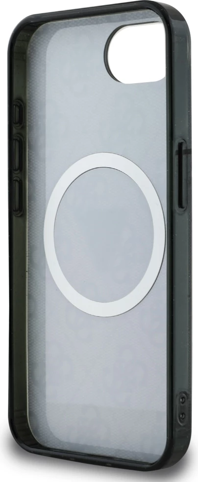 Ovitek za telefon z IML metalnim bleščicami 4G Circle Triangle, MagSafe, Guess za iPhone 16e, črn