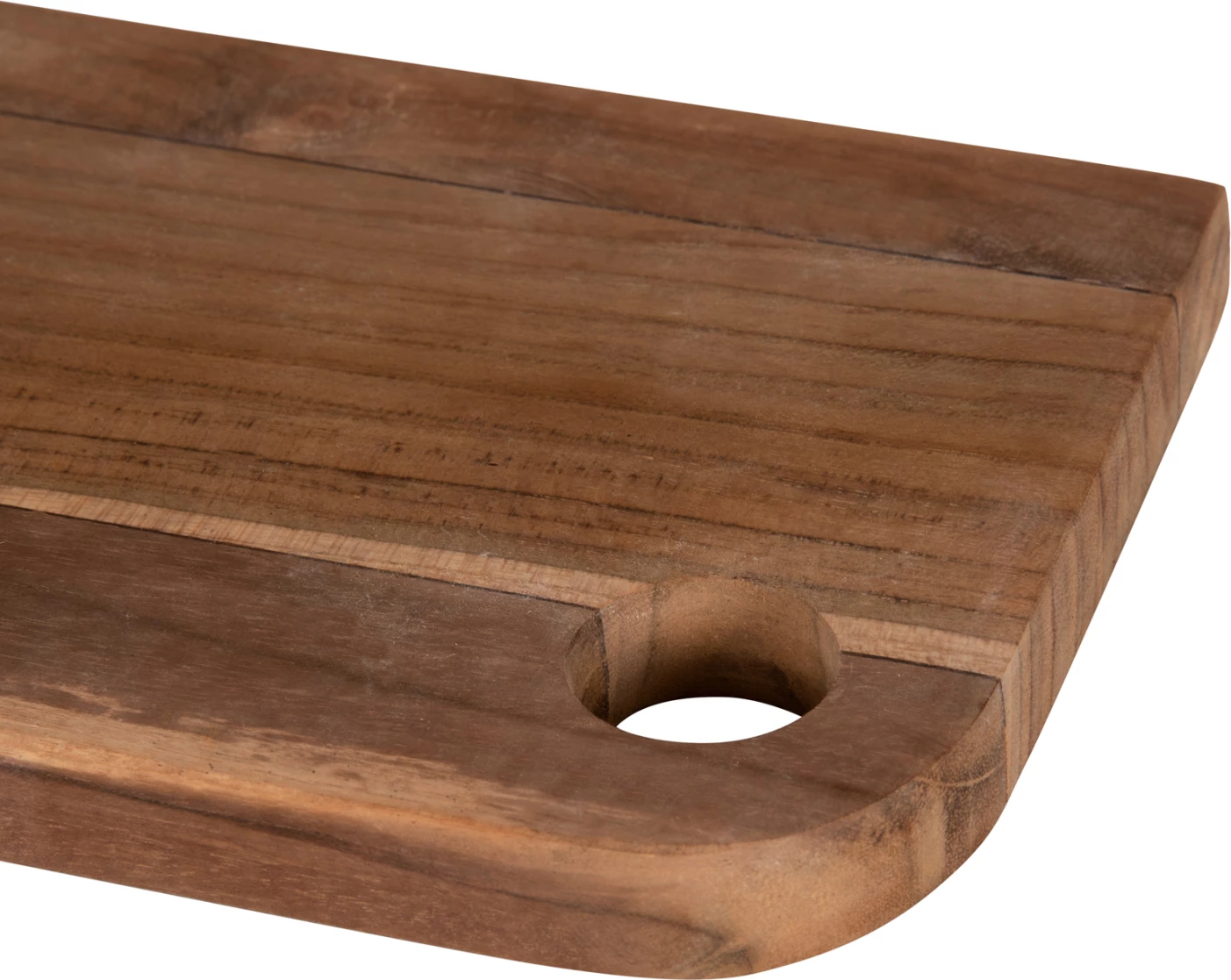 Deska za rezanje za kuhinjo FH4291 iz tikovine v naravni barvi z luknjo za obešanje 15x38,5x2H cm