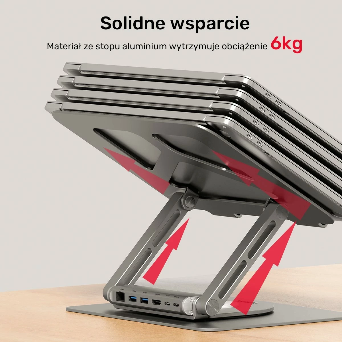 Stojalo za prenosnik Unitek USB-C HDMI 4K PD 100W, srebrno