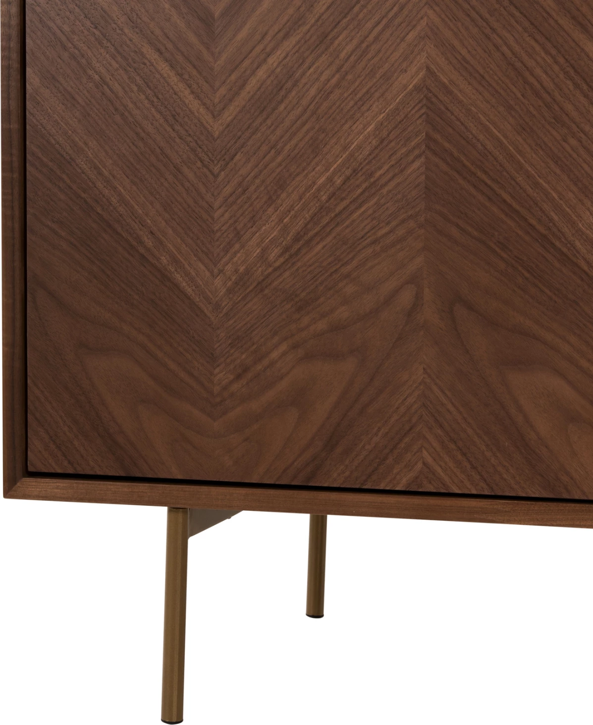 Bife MEEN FH9735 MDF z naravnim orehovim furnirjem-zlate kovinske noge 150x40x80Hcm