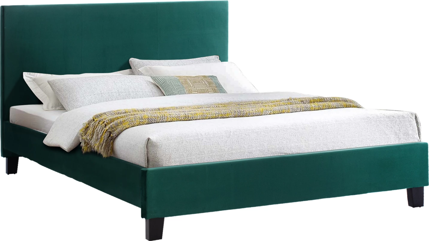 Cypress zelena žametna postelja FH553.13 za vzmetnico 150x200 cm