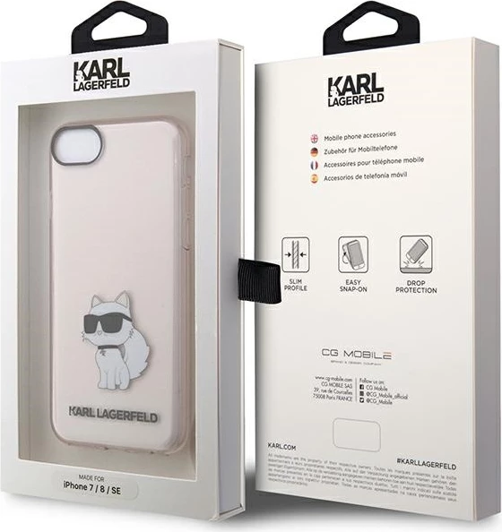 Ovitek Choupette, Karl Lagerfeld KLHCI8HNCHTCP za iPhone 7/8/SE 2020/SE 2022, rožnat